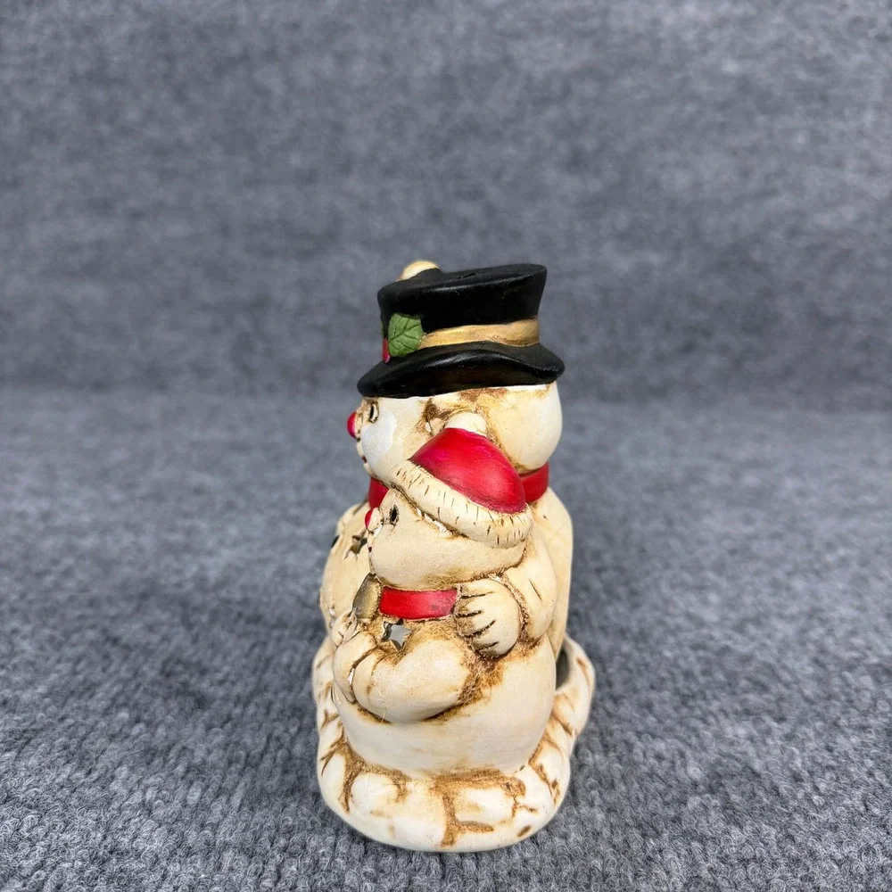 Vintage‎ Snowman Candle Holder Porcelain Winter Tea Light German Christmas Decor